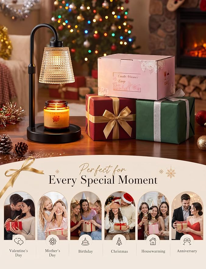 Candle Warmer Lamp with Timer Home Decor Birthday Gifts for Women Dimmable Candle Warmer for Jar Candles, Height Adjustable Wax Melts Warmer,Room Decor House Warming Gifts New